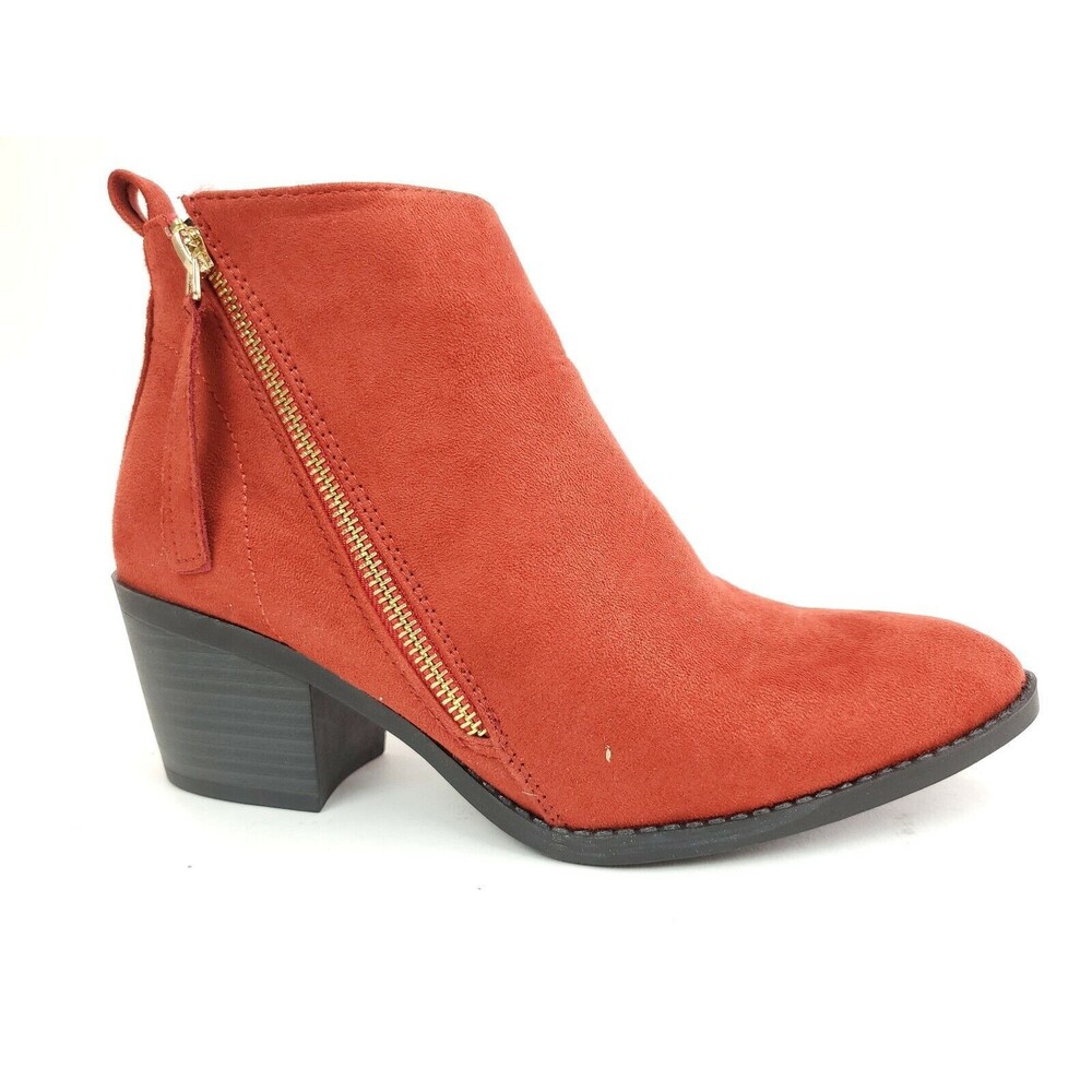 BKS Shoes Red Pacen Size Zip Ankle Boot Bootie Heels Size 9 M
